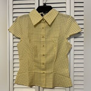 NWT Women’s Cider Tartan Yellow Check Pattern Button Up Shirt Sz S